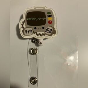 Smiling Defib Badge Reel with Clip